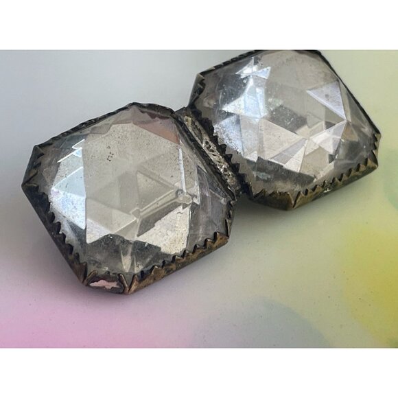 Antique Victorian Brooch pair Glass Bar Pin Pearl Shell - Picture 3 of 12